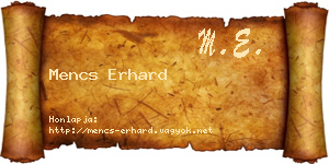 Mencs Erhard névjegykártya